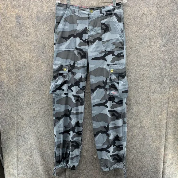 Nike Pants Women Small Ladies Camo Gray Black Pockets Cargo Outdoors Dri Fit VTG - Picture 1 of 12